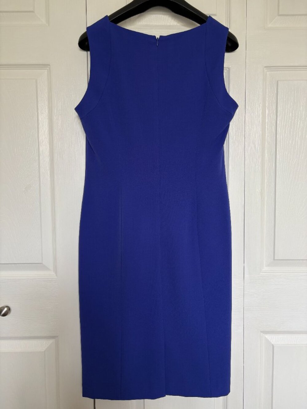 Kasper Royal Blue Crepe Stretch Sheath Dress - Size 12 - Picture 2 of 8